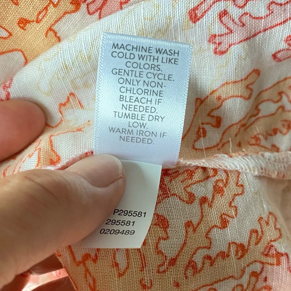 šŖø J. Jill sz.S Orangeā Multi Linen Blend Coral Reef Print Tunic Top Blouse - Picture 13 of 16